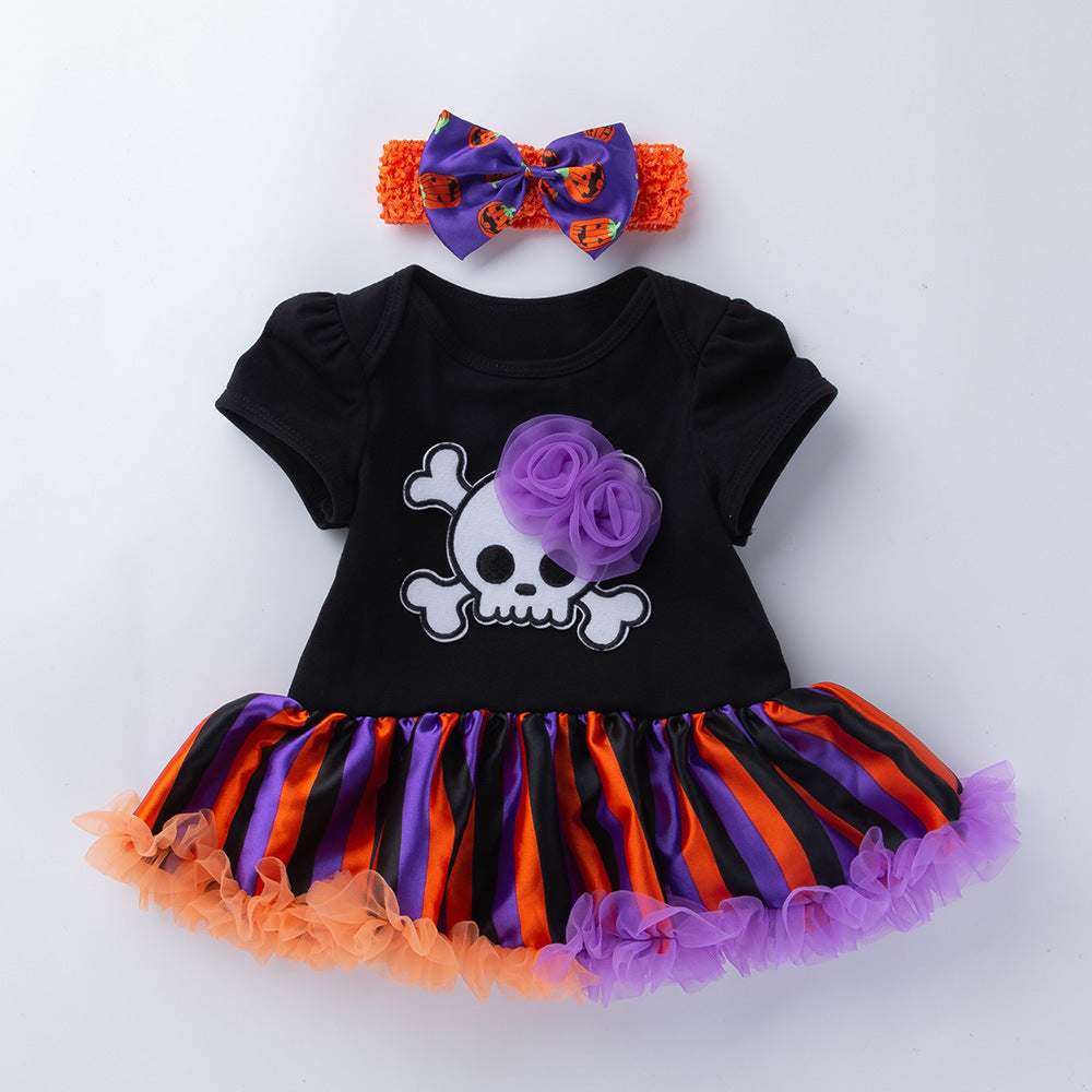 Halloween Pumpkin Short Sleeve Romper - G / 73CM