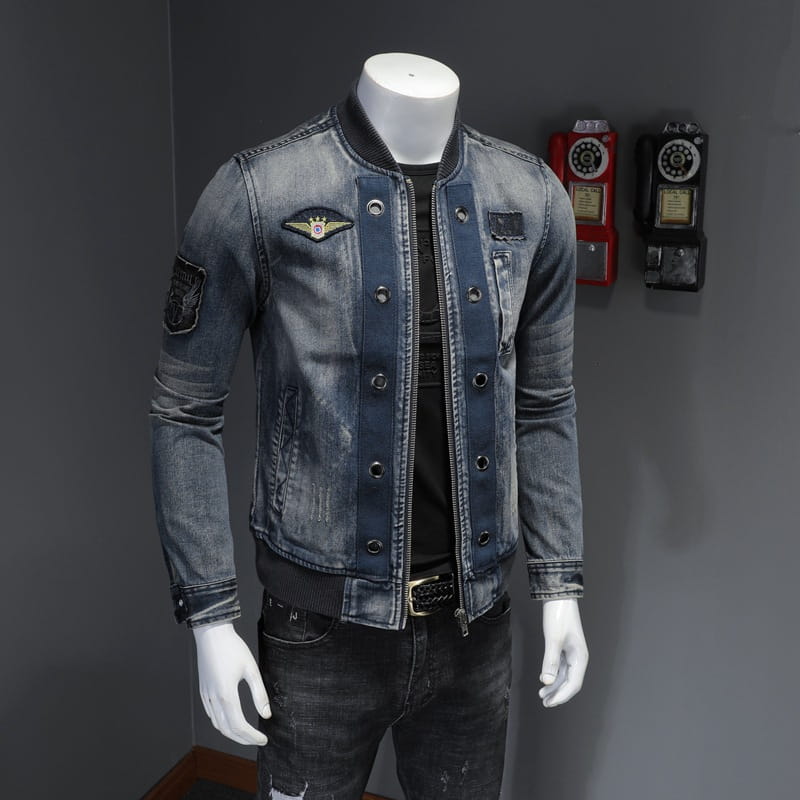 Stand-up Collar Men’s Flight Suit Denim Jacket Men’s Jacket