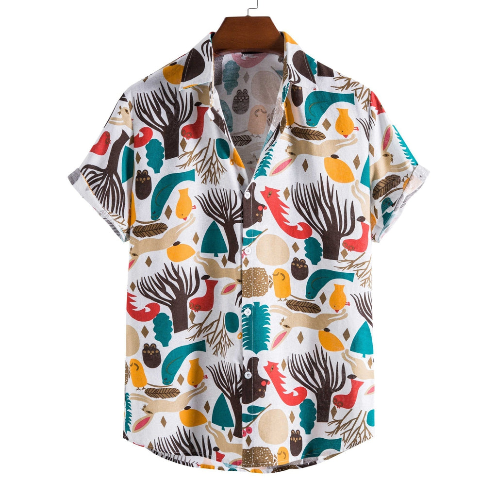 Printed Casual Men’s Short-sleeved Shirt Lapel - 11Style / S