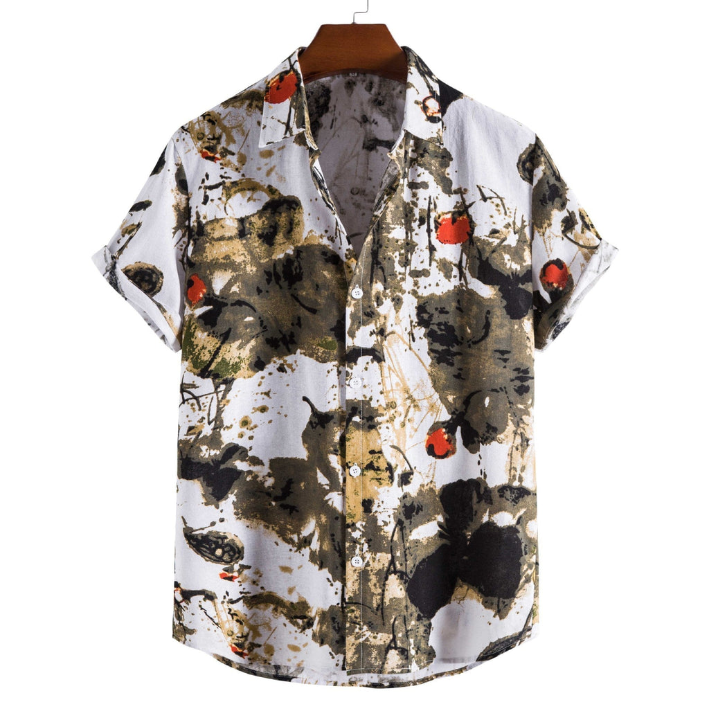 Printed Casual Men’s Short-sleeved Shirt Lapel - 12Style / S