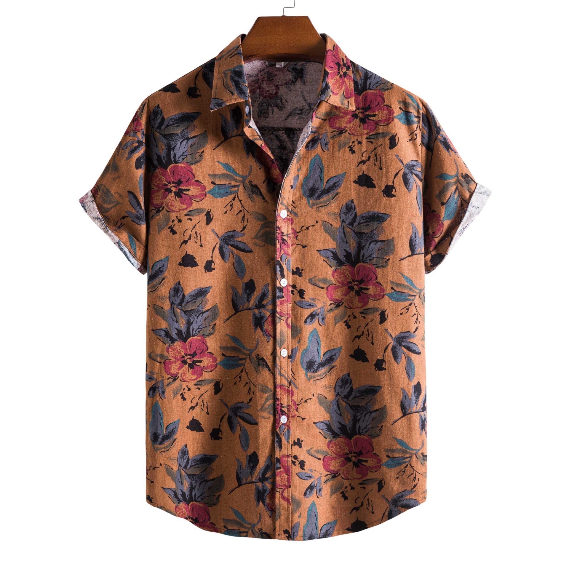 Printed Casual Men’s Short-sleeved Shirt Lapel - 13Style / S