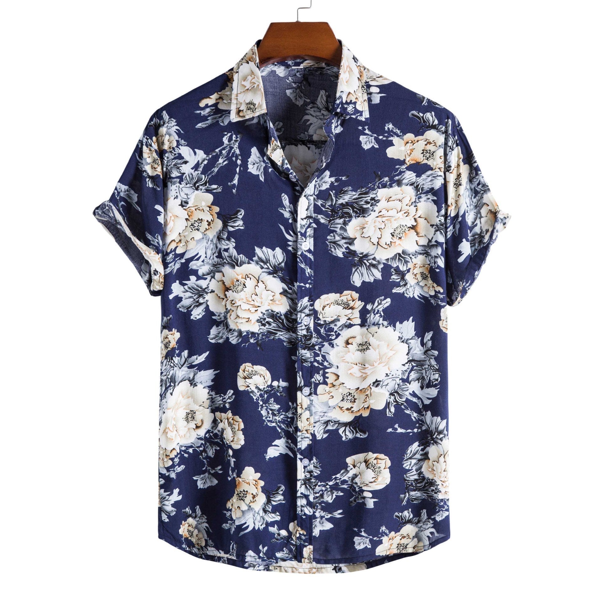Printed Casual Men’s Short-sleeved Shirt Lapel - 14Style / S