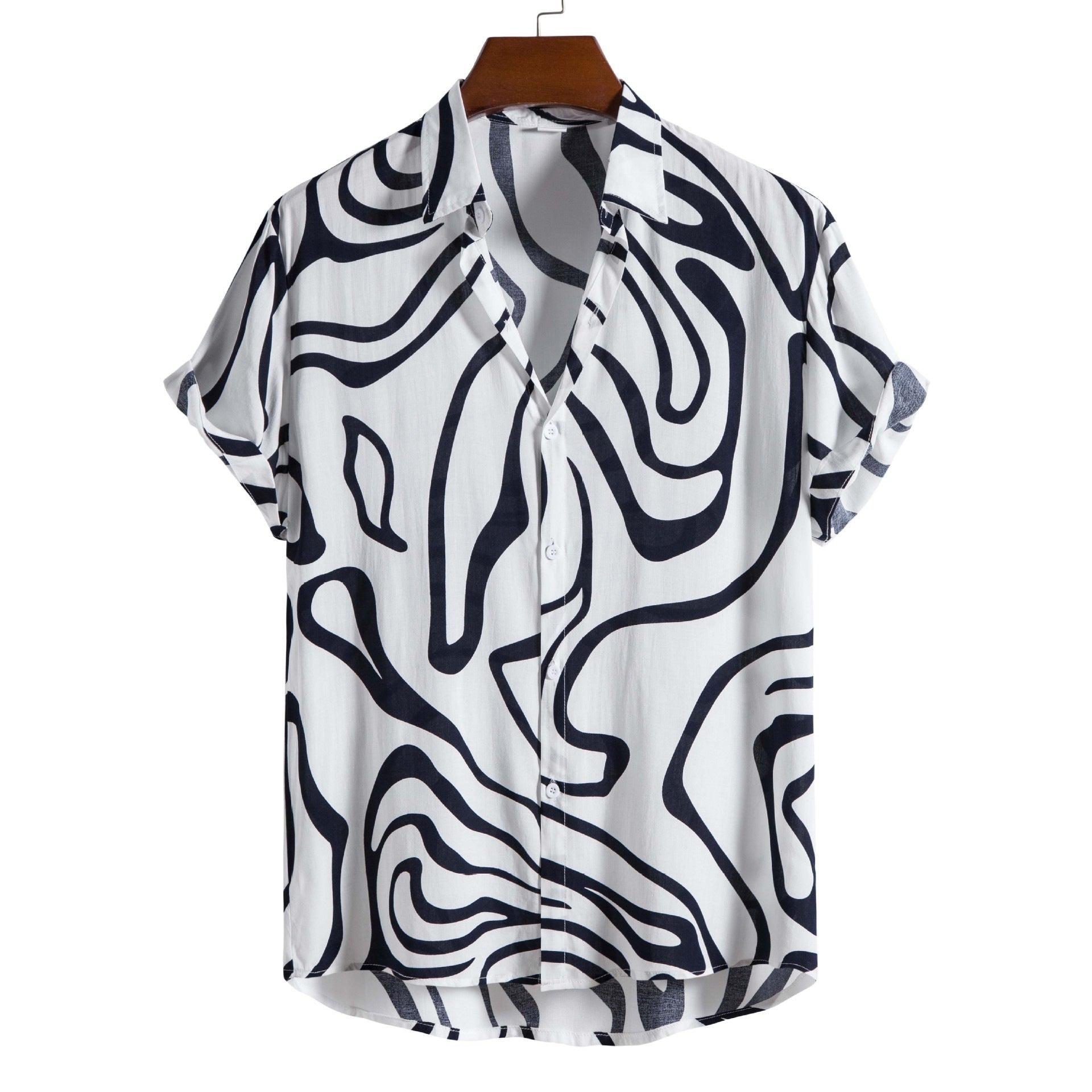 Printed Casual Men’s Short-sleeved Shirt Lapel - 1Style / S