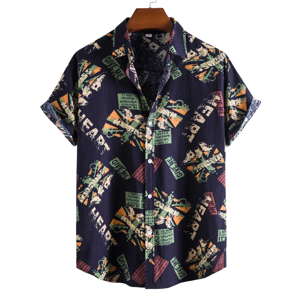 Printed Casual Men’s Short-sleeved Shirt Lapel - 6Style / S