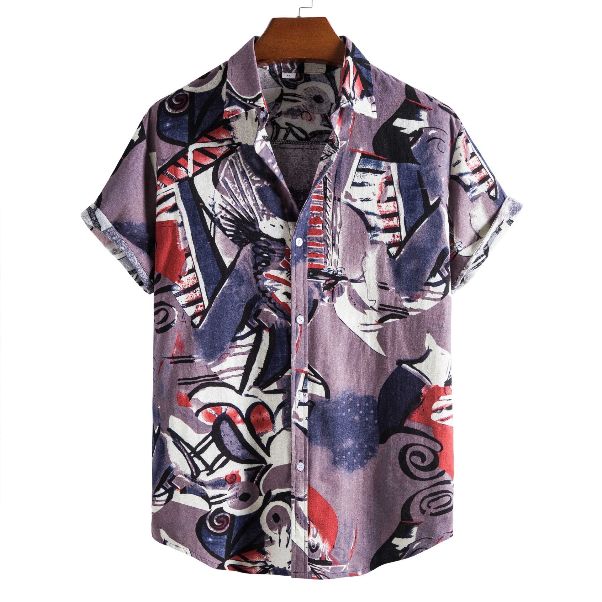 Printed Casual Men’s Short-sleeved Shirt Lapel - 8Style / S