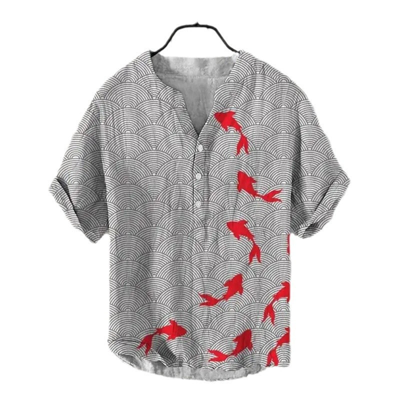 Summer Thin Printed V-neck Men’s T-shirt