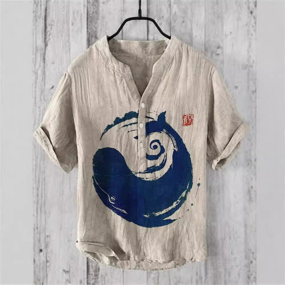 Summer Thin Printed V-neck Men’s T-shirt