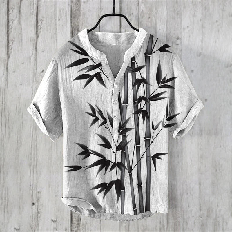 Summer Thin Printed V-neck Men’s T-shirt - ZC25 / S