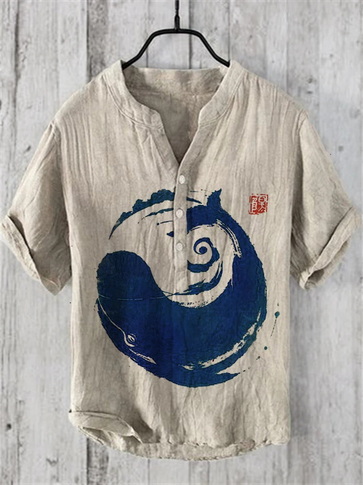 Summer Thin Printed V-neck Men’s T-shirt - ZC26 / S