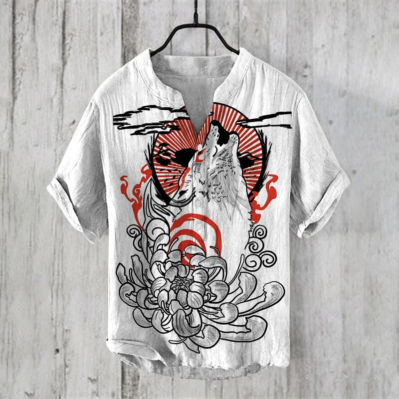 Summer Thin Printed V-neck Men’s T-shirt - ZC27 / S