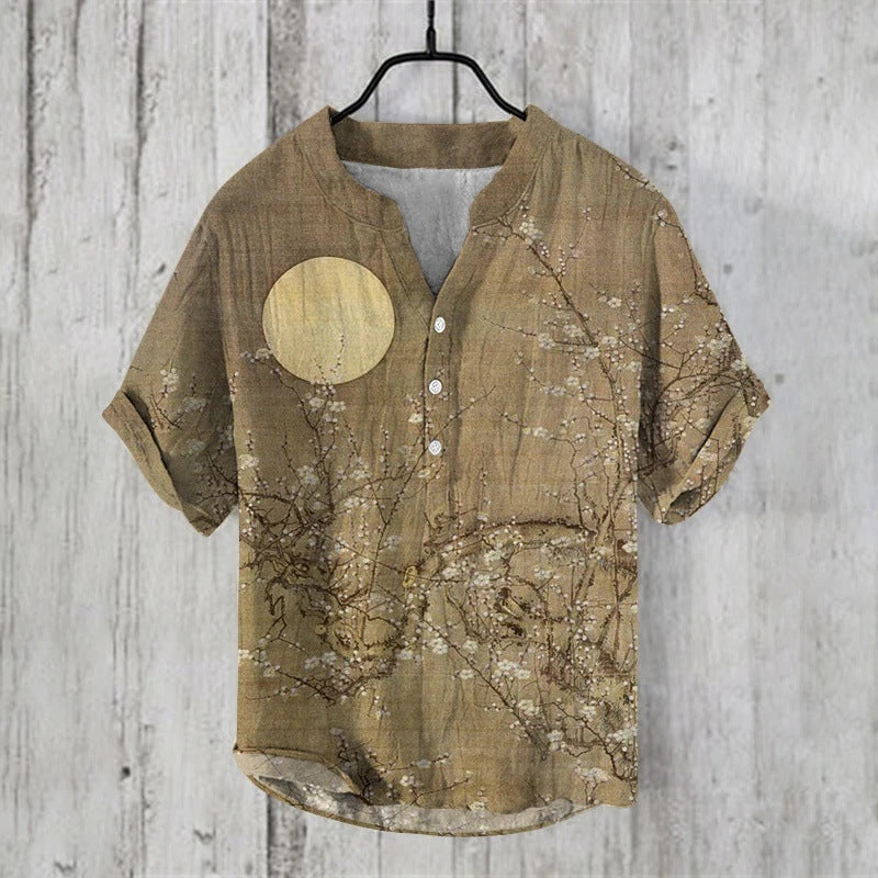 Summer Thin Printed V-neck Men’s T-shirt - ZC29 / S
