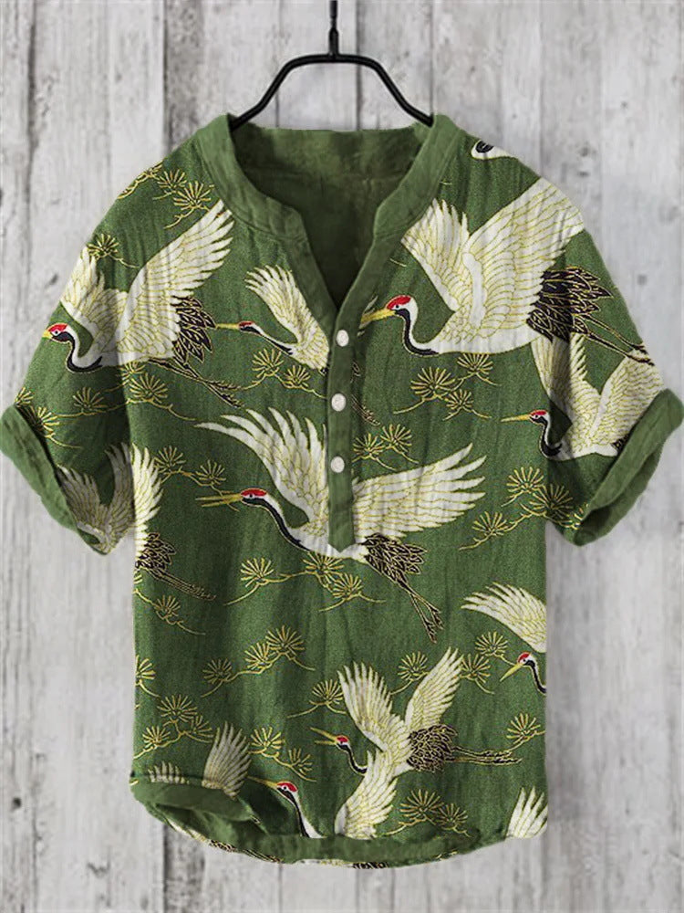 Summer Thin Printed V-neck Men’s T-shirt - ZC30 / S