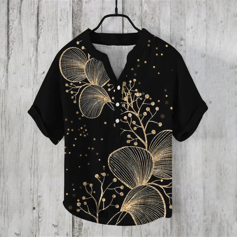 Summer Thin Printed V-neck Men’s T-shirt - ZC33 / S