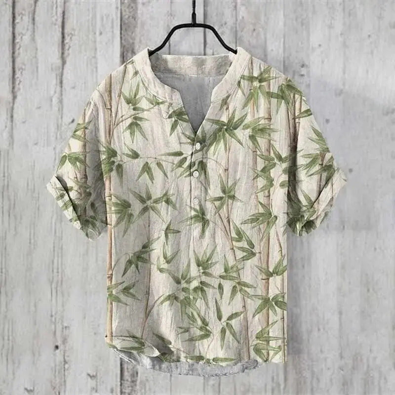 Summer Thin Printed V-neck Men’s T-shirt - ZC34 / S