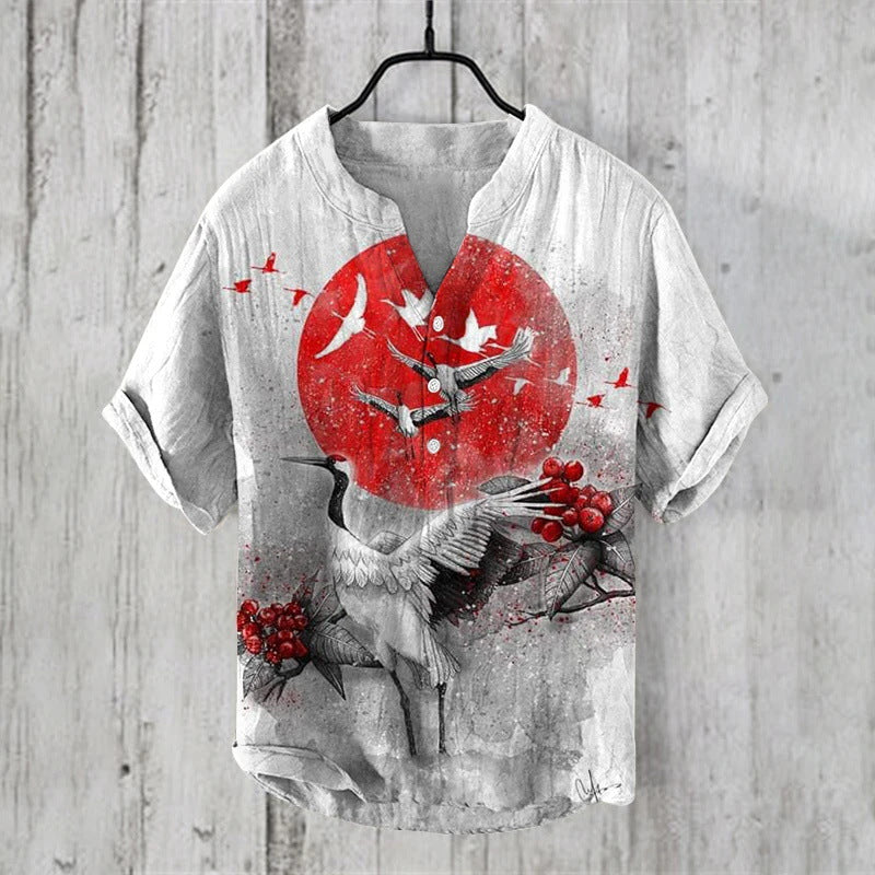 Summer Thin Printed V-neck Men’s T-shirt - ZC35 / S