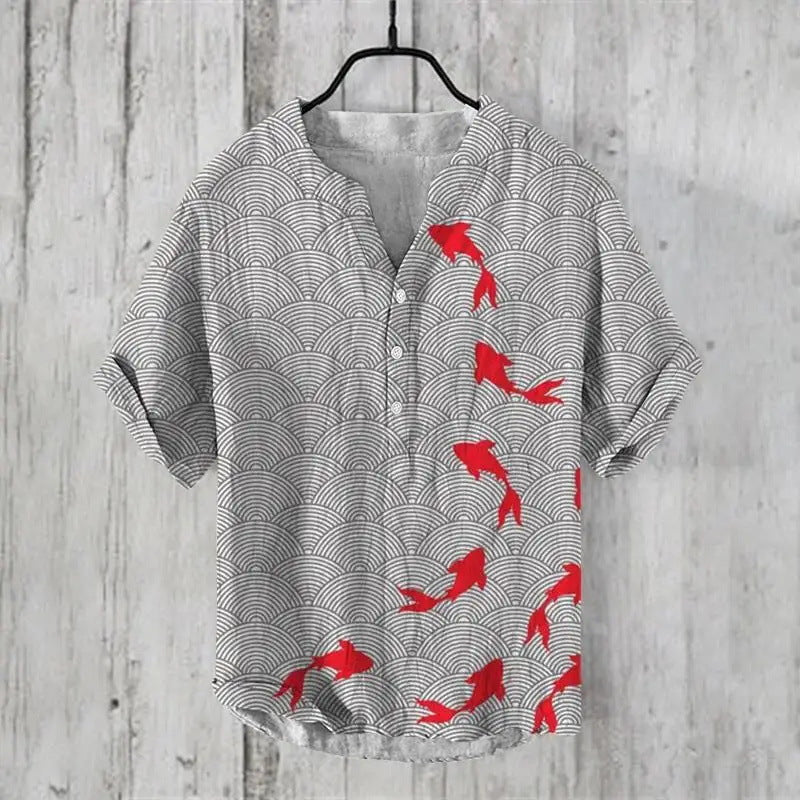 Summer Thin Printed V-neck Men’s T-shirt - ZC36 / S