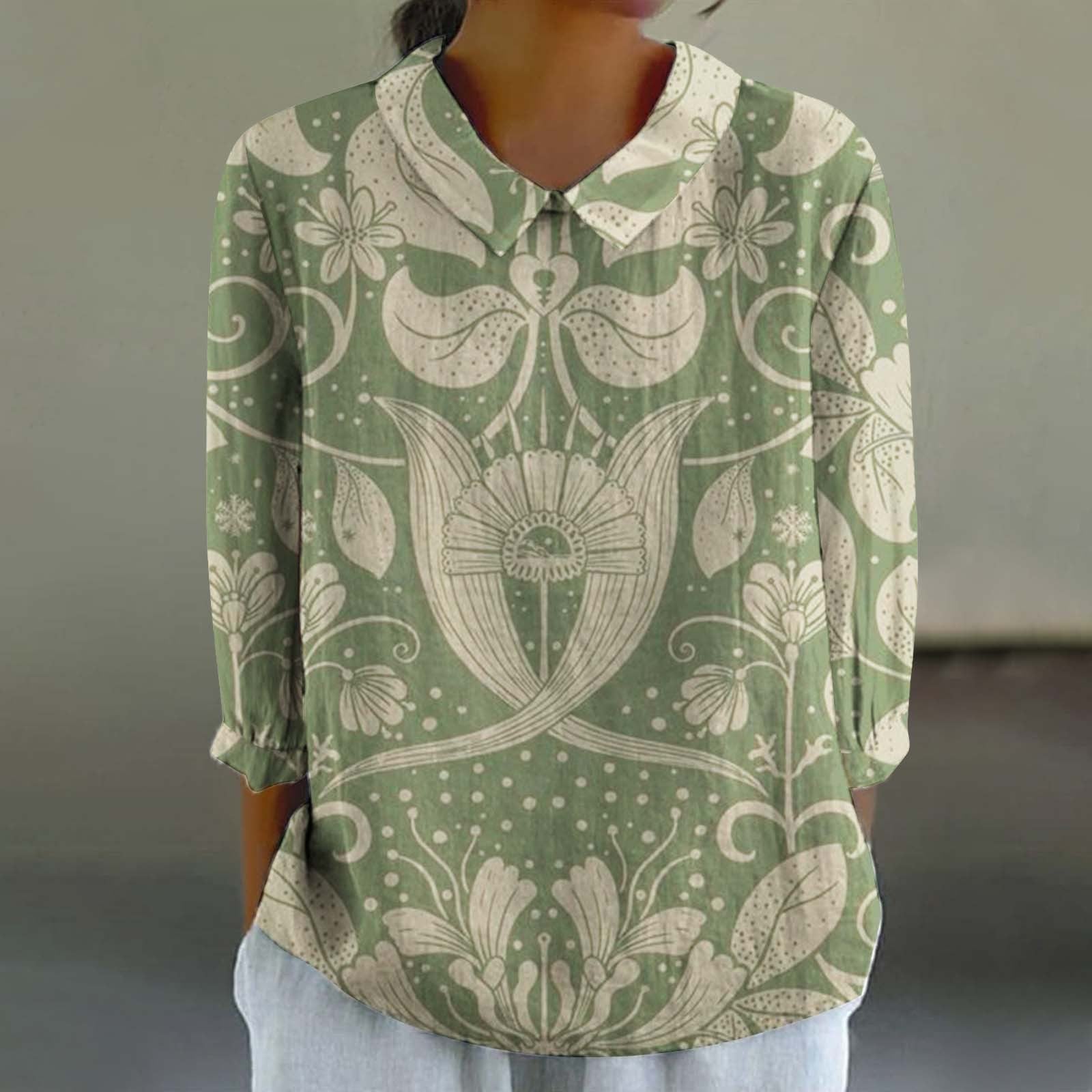 Women’s Fashionable Retro Chinese Style Floral Print Shirt - XL2462HYH10 / S