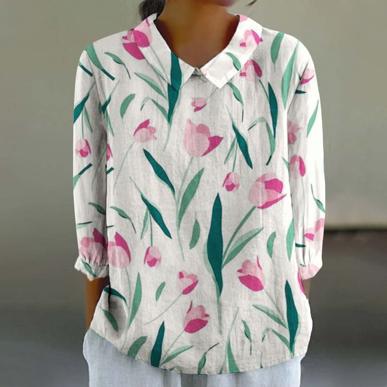 Women’s Fashionable Retro Chinese Style Floral Print Shirt - XL2462HYH11 / S