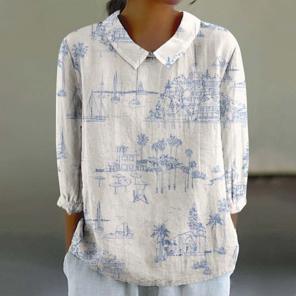 Women’s Fashionable Retro Chinese Style Floral Print Shirt - XL2462HYH12 / S