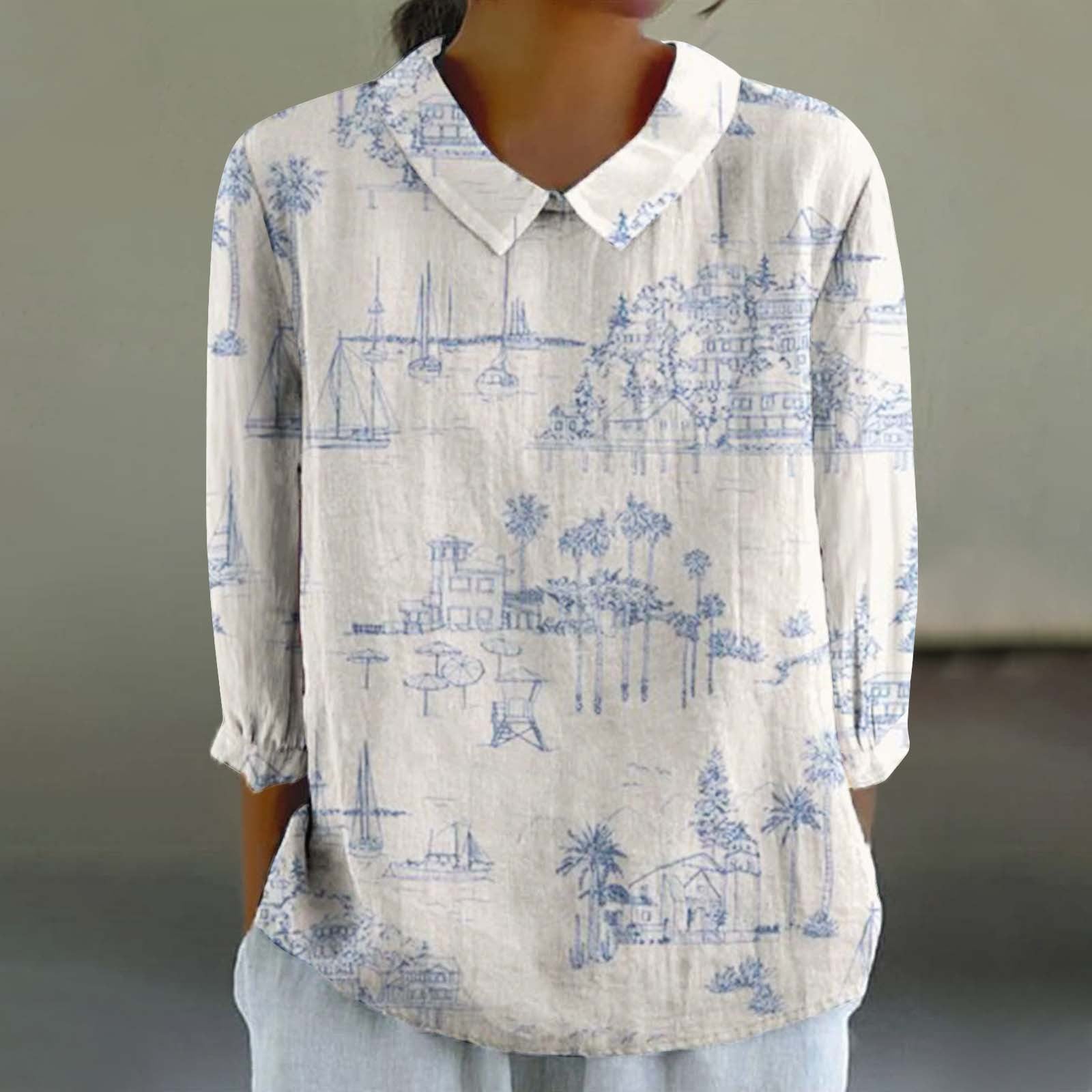 Women’s Fashionable Retro Chinese Style Floral Print Shirt - XL2462HYH12 / S