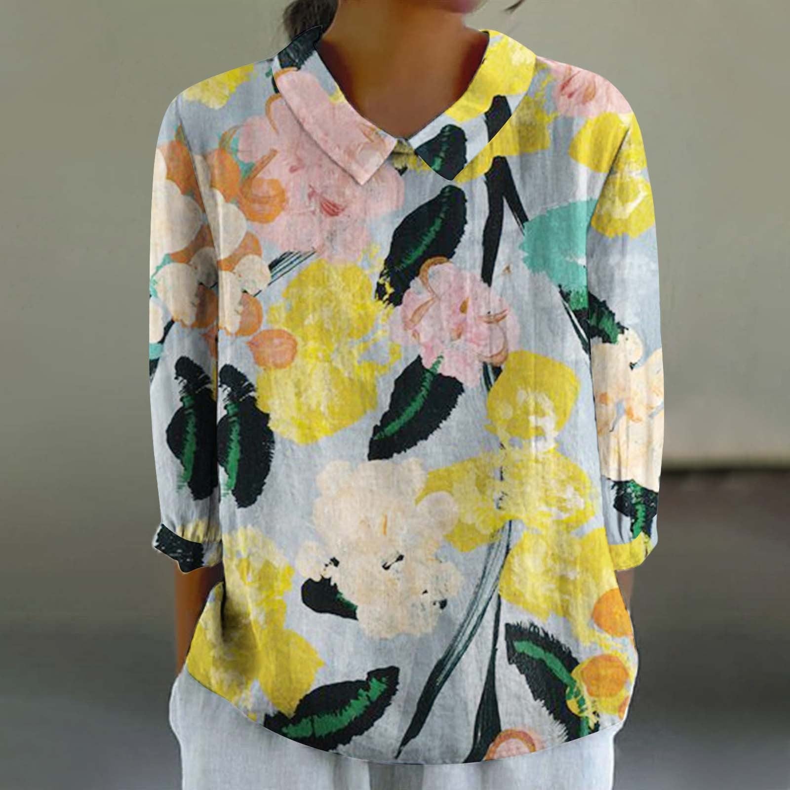 Women’s Fashionable Retro Chinese Style Floral Print Shirt - XL2462HYH13 / S