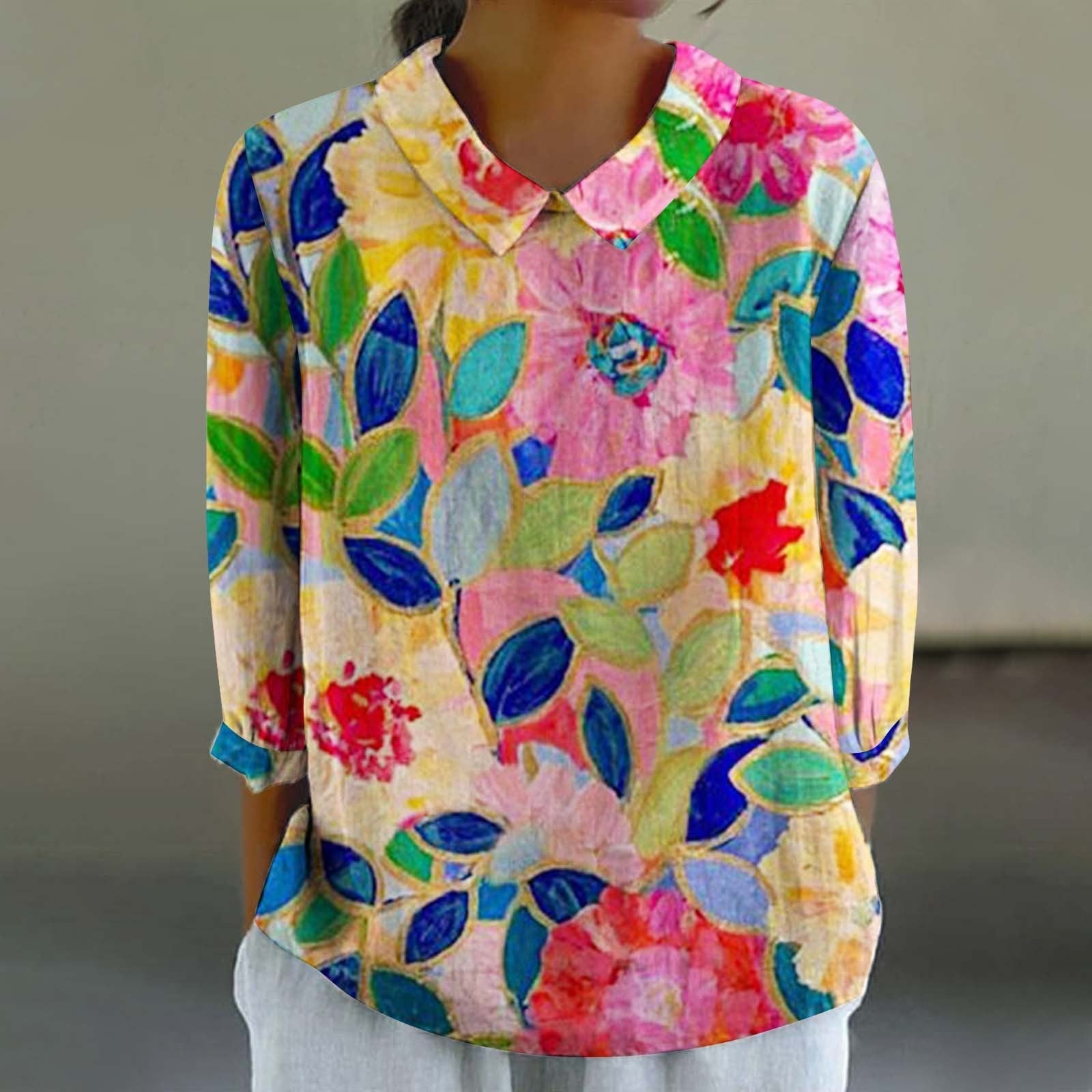 Women’s Fashionable Retro Chinese Style Floral Print Shirt - XL2462HYH14 / S