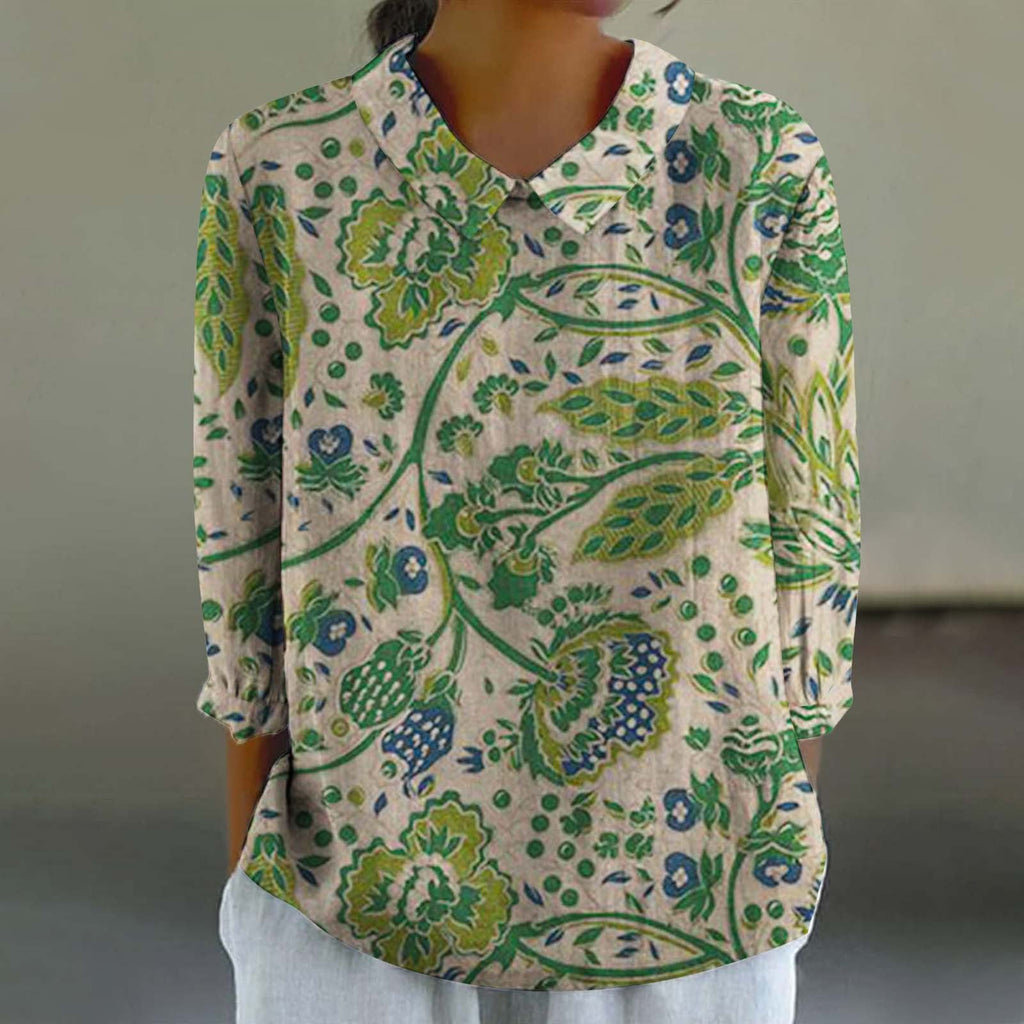 Women’s Fashionable Retro Chinese Style Floral Print Shirt - XL2462HYH5 / S