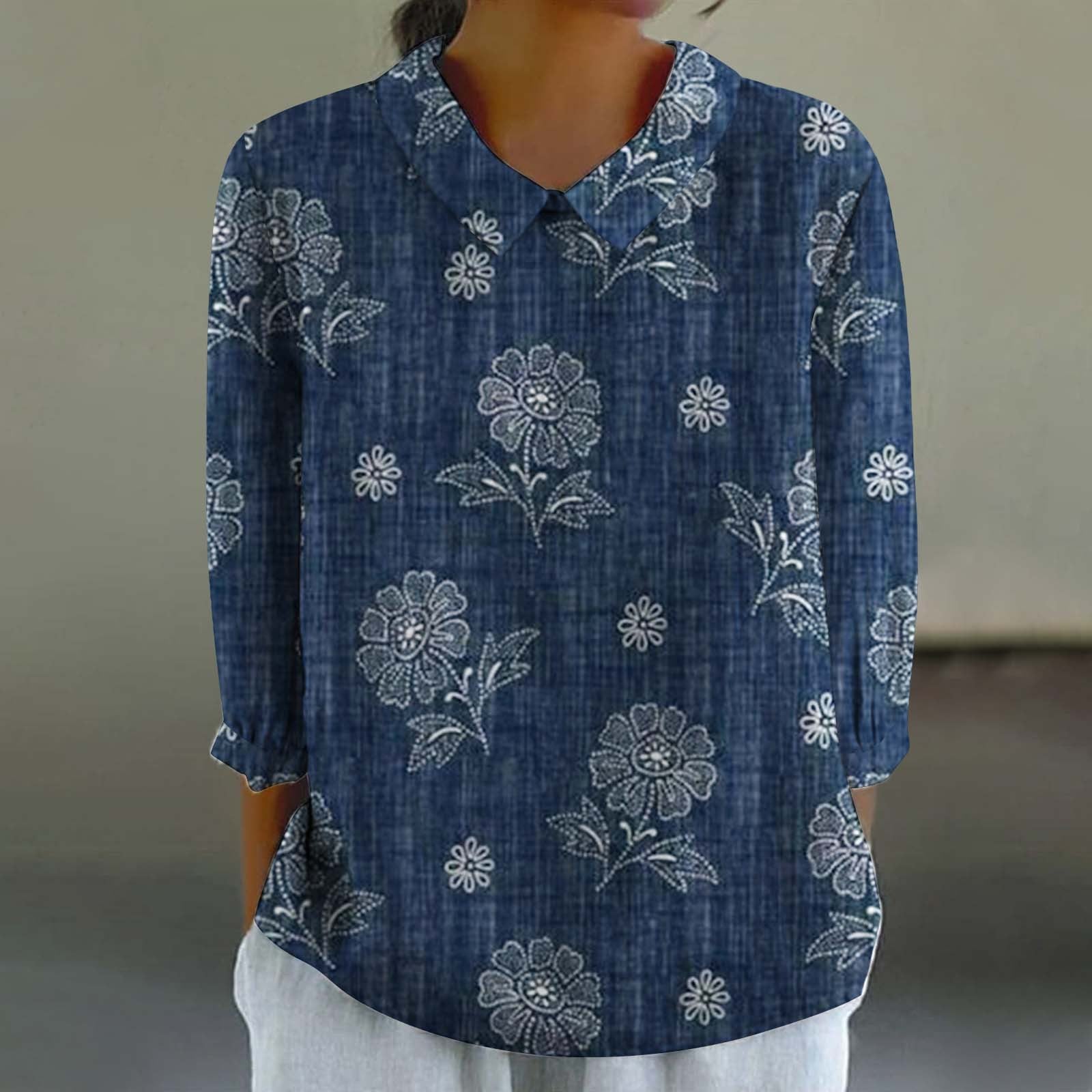 Women’s Fashionable Retro Chinese Style Floral Print Shirt - XL2462HYH6 / S
