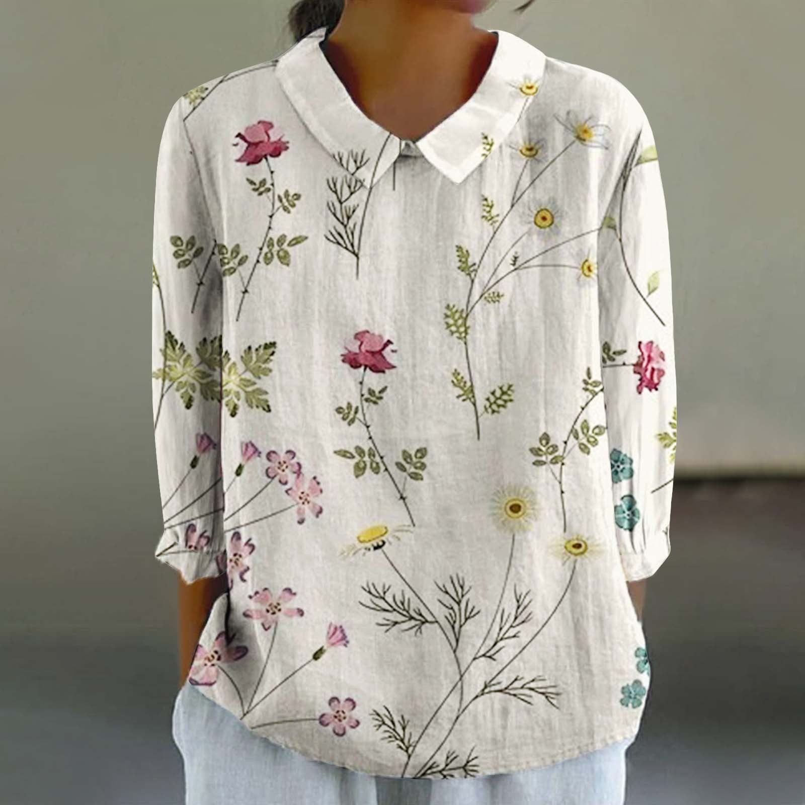 Women’s Fashionable Retro Chinese Style Floral Print Shirt - XL2462HYH8 / S