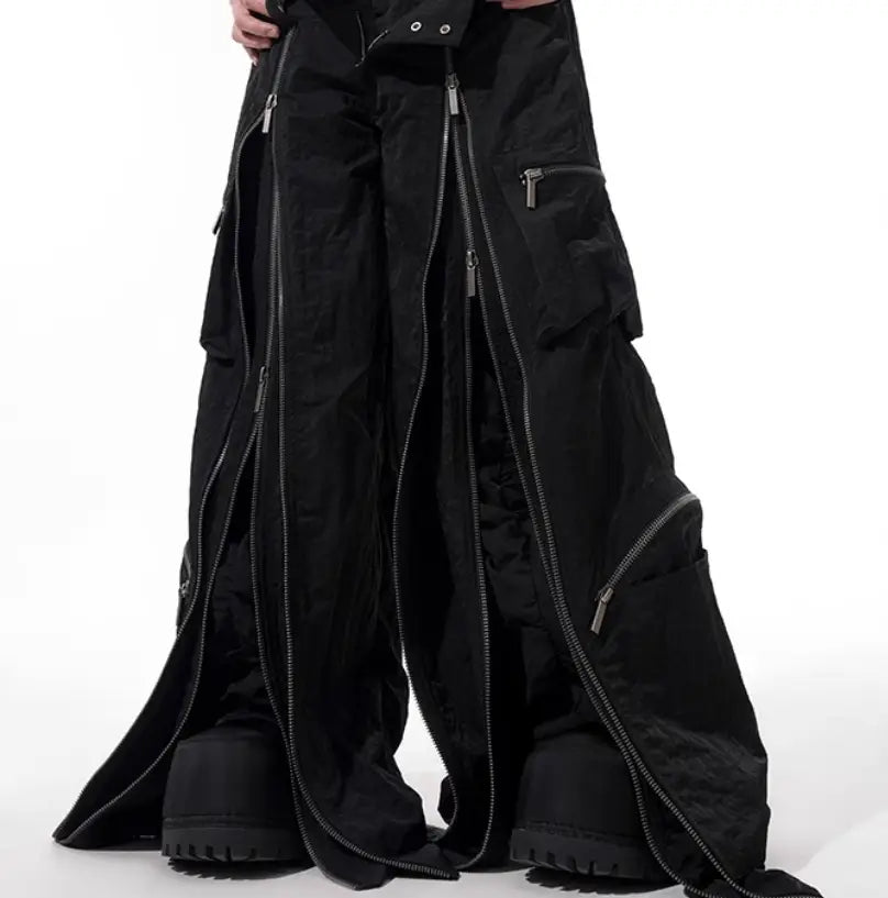 Three-fold Multi-zipper Design Casual Pants