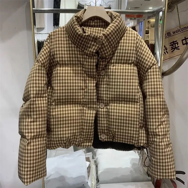 Thickened Puffer Jacket High Waist Cropped Cotton Jacket