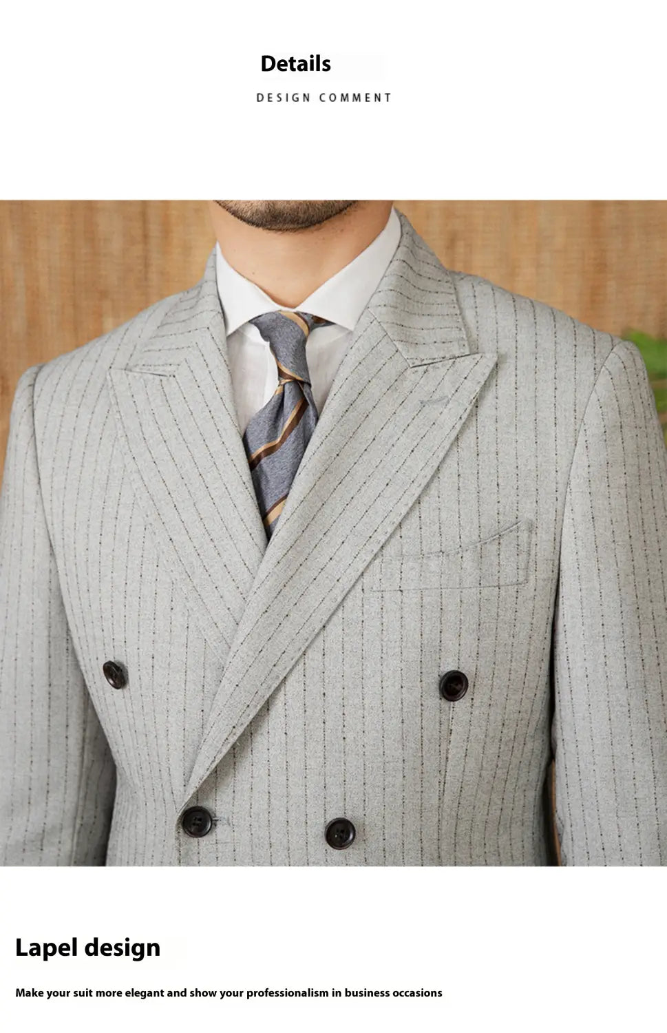 Lightweight Striped Double Breasted Suit Business Casual Suit Coat