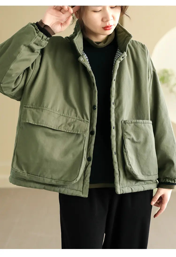 Women’s Thickening Plus Size-pocket Loose And Warm Cotton-padded Jacket