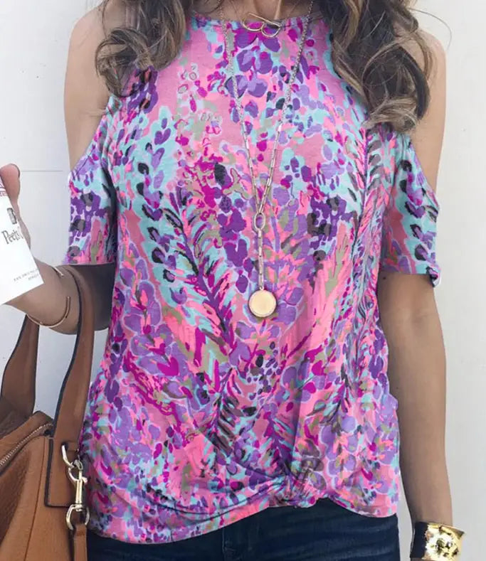 Twisted Printed Short Sleeve Summer Thin Personalized