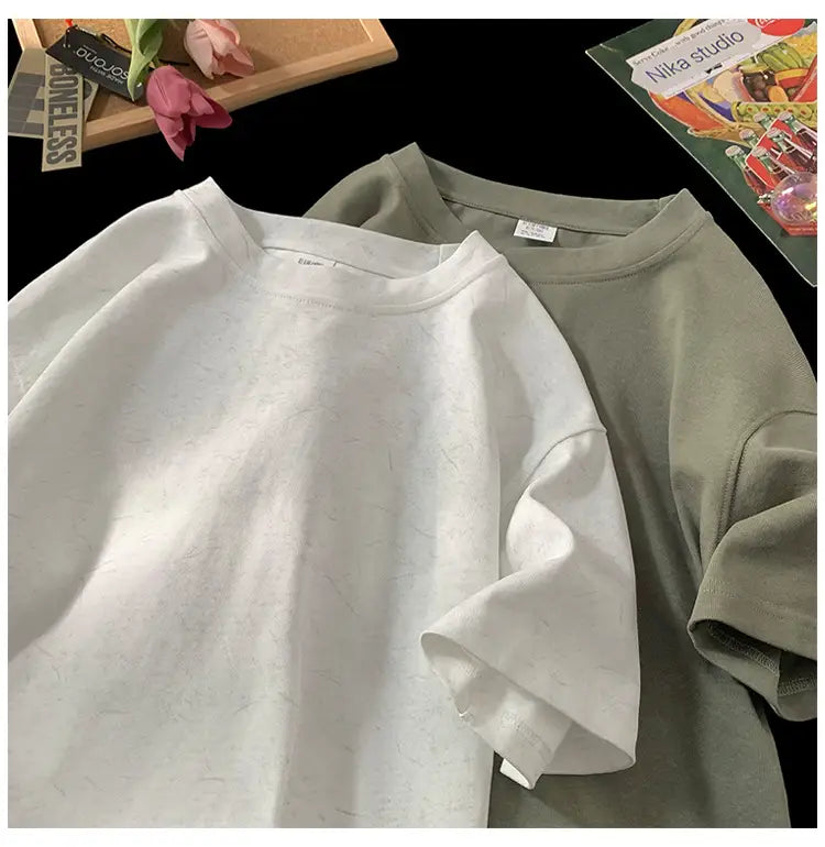 Stone Washed Ice-feeling Tencel Cotton Ice Silk Short Sleeve T-shirt