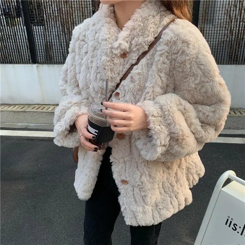 Faux Lamb Fur Coat Slimming Top