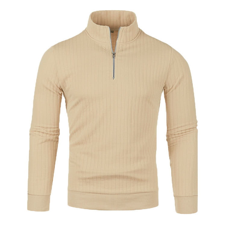 Leisure Pullover Men’s Half-high Collar Zip Sweater