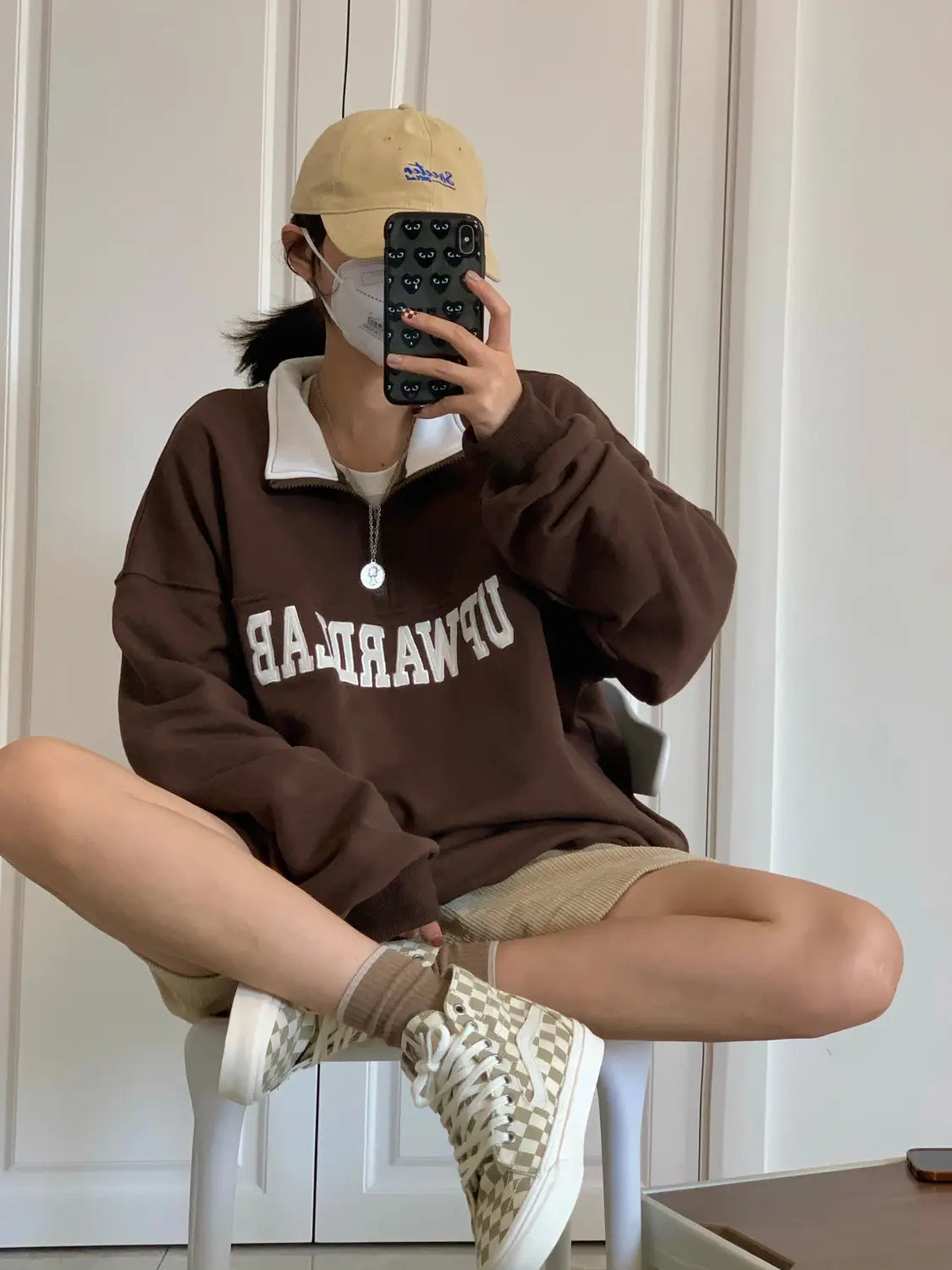 Loose National Tide Brand Half-Zip Lapel Sweater