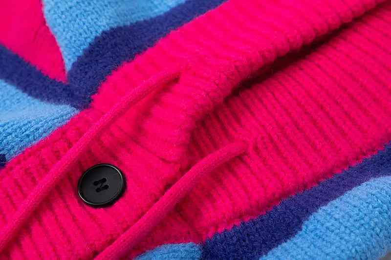 Winter New Vintage Stripe Loose Hooded Pullover Sweater