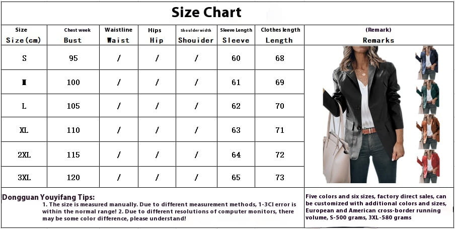 Elegant Slim-fit Lapel Single Breasted Solid Color PU Leather Long-sleeved Top