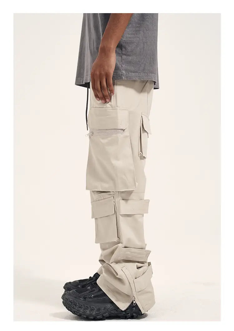 Multi Pocket Retro Velcro Side Zipper Men’s Casual Pants