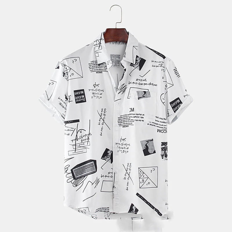 New Hawaiian Men’s Cardigan Cotton Linen European And American Men’s Shirt Printed Short Sleeve Shirt