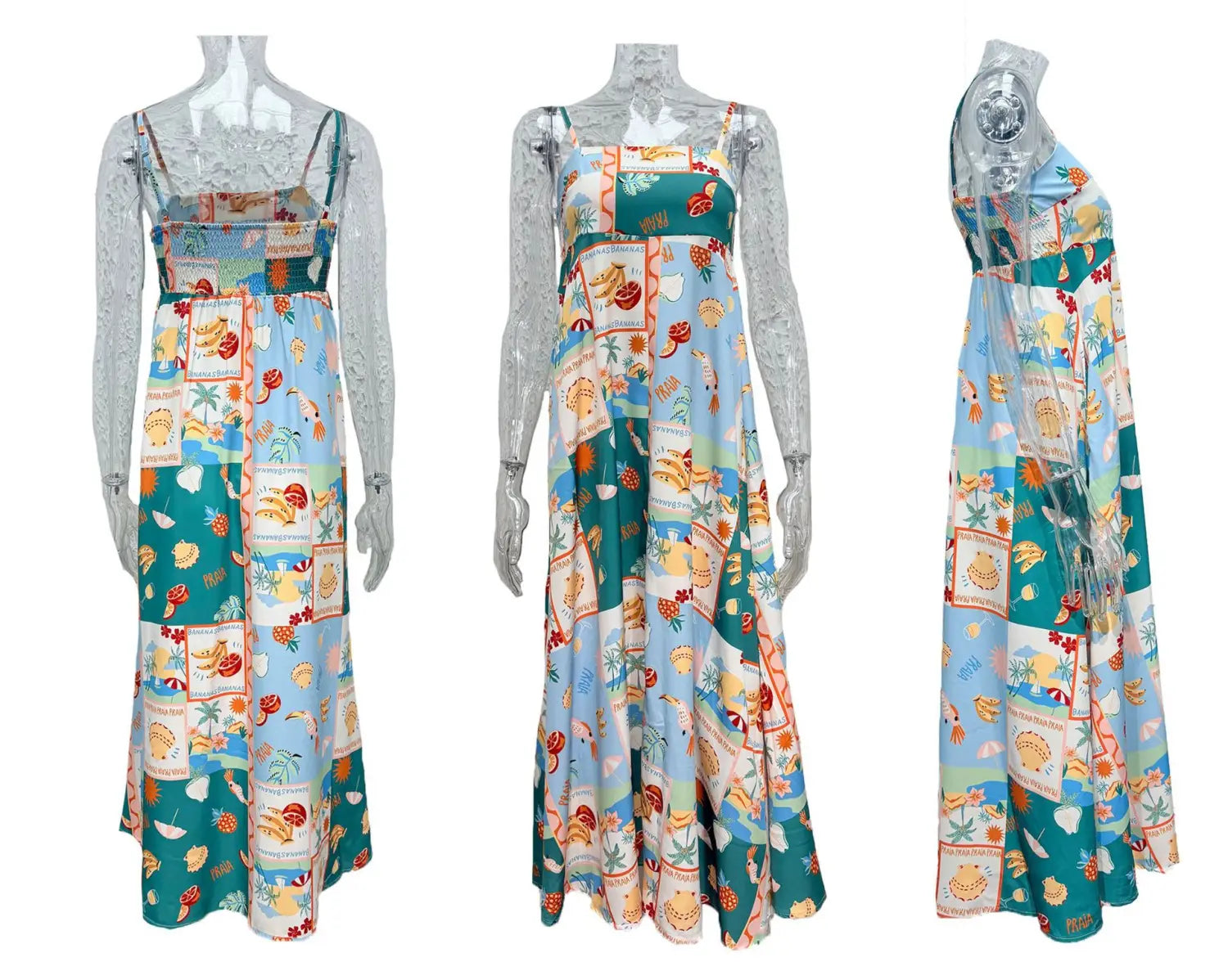 Painted Vacation Style Large Swing Sling Dress Women