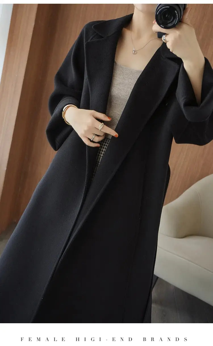 Reversible Cashmere Coat Women’s Mid-length Loose Over Knee Coat