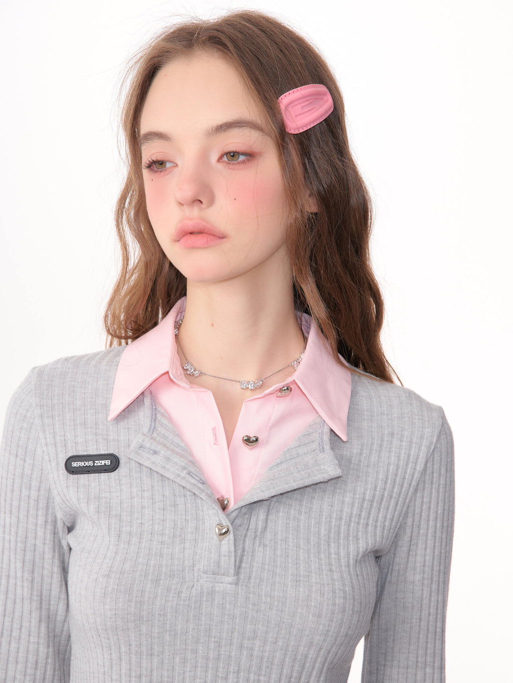 American-style Retro Design Bell Sleeve Fake Two-piece Top