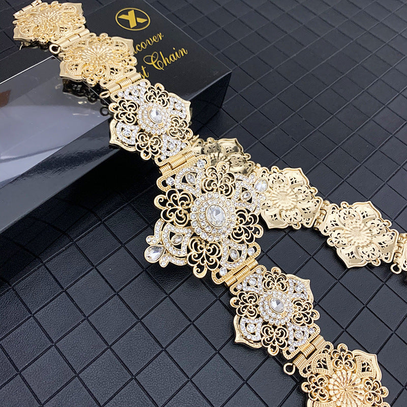 Belt Ladies Wedding Decorative Jewelry Cutout - Gold and white