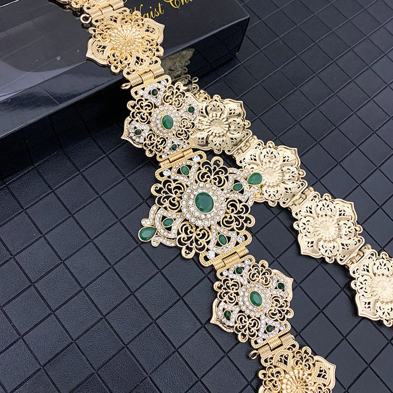Belt Ladies Wedding Decorative Jewelry Cutout - Golden green