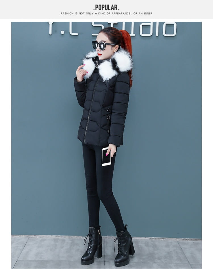 Women’s Short Detachable Large Fur Collar Cotton Coat
