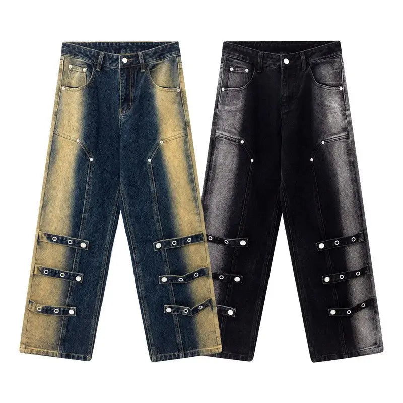 Men’s And Women’s Same High Street American Monkey Wash Jeans