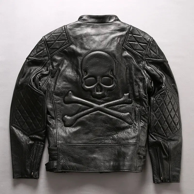 Men’s Distressed Stand Collar Cropped Slim Leather Jacket
